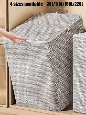 1pc Clothing Storage Box With Handle And Zipper, Reinforced Portable Storage Bag For Blankets, Beddings, Space-Saving Wardrobe Organizer, Bedroom, Home, Dorm, Comforter And Also Laundry Basket For Dirty And Clean Clothes, Toys Clothes Storage Organizer Closet Organization And Storage