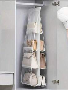 1pc, 6/8 Pockets Hanging Purse Handbag Organizer Clear Hanging Shelf Bag Collection Storage Holder Purse Bag Wardrobe Closet Space Saving Organizers - Multicolor - View 6