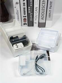 Cable Management Box, Organizer For Power Charger Line, Phone Charger Cord Winder Holder, Desktop Wire Storage Box - Transparent - View 7