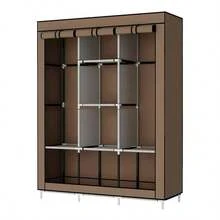 Closet Armable, Armario Organizador, Rack Organizador con Lona Anti-Polvo, Para Ropa, Bolsas y Zapatos, Fácil de Armar, Compacto, Para Habitación - Marrón - Ver 3