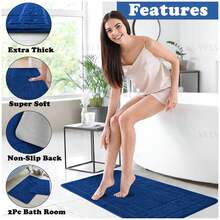 VELVETIO Bath Mat Set 2 Piece Non Slip Rubber Pedestal And Bath Mat Set Toilet Greek Bathroom Rug New - Royal Blue - View 4