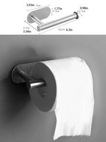 1pc Stainless Steel Toilet Paper Holder, Wall Mounted Bathroom Paper Towel Dispenser, Sticky Carbon Steel + ABS Plastic Material, No Need To Drill, Suitable For Bathroom, Toilet.