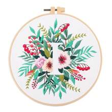 1pc 26 Designs Floral Embroidery Kit With English Letters, Luxury Starter Set For Beginners, Includes Fabric, Hoop, Threads, Needles, Instructions, Great For Cross Stitch, Artistic Craft Gift For Friends And Family, Wedding Decor. Each Kit Contains 1pc Printed , 1 Set Of Embroidery Threads, 1 Bamboo Embroidery Hoop, 1 Pattern Chart, 2pcs Embroidery Needles.