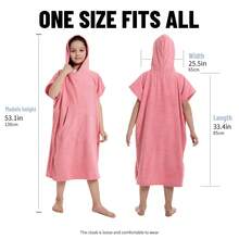 MUTAO 1pc Quick-Drying Comfortable Changing Robe With Pocket And Hooded Towel, Solid Color, Suitable For Beach And Bathroom - shell pink - View 8