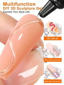 TWOING 2瓶装3D美甲造型凝胶 - 雕塑塑形凝胶，适用于DIY美甲设计，完美适用于彩绘、3D装饰和圣诞美甲，是秋冬季美甲的理想之选。 - 無色 - 查看 4