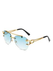 Ochelari de soare cu ramă mare și rază dublă, ochelari de soare casual fără ramă, ochelari de soare aviator personalizați, potriviți pentru bărbați și femei, potriviți pentru sporturi în aer liber, petreceri și vacanțe, călătorii, condus autonom, pescuit, ciclism, recuzită decorativă pentru fotografie, ochelarii sunt disponibili în mai multe culori (ochelari de soare negri, ochelari de soare gri, ochelari de soare albaștri, ochelari de soare verzi, ochelari de soare maro, ochelari transparenți). - Negru - Vizualizare 16