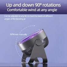 Ventilador eléctrico portátil con luz LED para acampada, carga USB, silencioso, para pared, refrescante para verano, playa, viajes