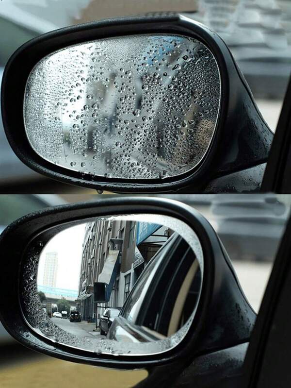 Anti-Rain Clear Film-2pcs/1pc/4pcs-Car Anti-Rain Clear Film Rear Lenses Protection Nozzle Waterproof Film Car Sticker Fittings