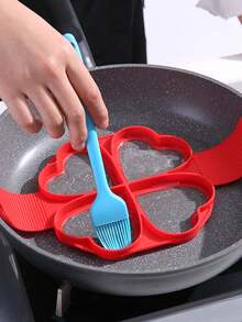 1PC Pancake Molds Silicone Baking Mould Egg Maker Pancake Egg Ring Nonstick Silicone Round Egg Rings (Red 7/4 Holes) - Multicolor - View 9