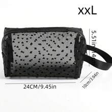 5pcs/Set Black Mesh Organizer Bags, Portable Cosmetic Makeup Toiletry Storage Pouch, Simple Travel Makeup Bag