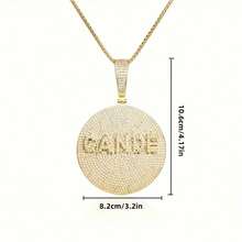 Customized Rhinestone Round Cake Pendant Necklace Micro-Inlaid Zirconia Necklace - Gold - View 3