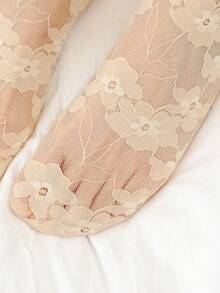 高品质时尚女士蕾丝袜透明夏季碎花淑女女孩薄款短袜女士 - 彩色 - 查看 4