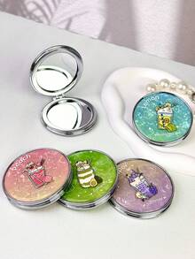 1pc Summer Drink Cute Shell Shaped Compact Pocket Makeup Mirror, Convenient For Party & Travel - Multicolor - View 5