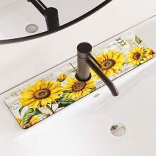 1 pezzo, Tappetino assorbente per rubinetto con motivo a girasole in diatom ooze, tappetino anti-sgocciolamento per il bagno, antiscivolo e antimacchia per accessori da cucina.