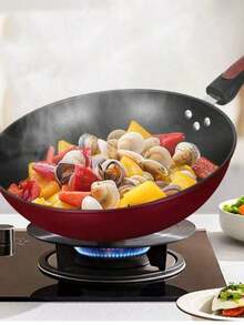 IMPORTEEK sartén wok antiadherente inducción con base plana, utensilio profesional de cocina moderna, sartén multifuncional para preparar recetas orientales y tradicionales, base resistente de rápida cocción, limpieza sencilla y durabilidad garantizada, recomendado para expertos culinarios y aficionados que buscan eficiencia y calidad en sus utensilios de cocina, complemento premium para cualquier hogar. - vino degradado - Ver 4