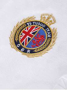 New Men's Polo Shirt, Short Sleeve, Football Embroidery, White Color, British Style, Sports/Casual, Color Blocking, High-Quality Loose Fit, Breathable, Comfortable, Side Slit, Luxury High-End Imported, 3D Embroidery, Exquisite Emblem, Original Design, - White - View 5