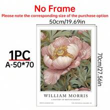 1 件 William Morris 海报、粉色花卉印刷品、复古花卉印刷品、展览海报、植物印刷品、花卉艺术品、William Morris 礼品、灵感现代帆布艺术印刷品 - 适用于客厅和卧室的无框墙壁装饰 - 彩色 - 查看 18