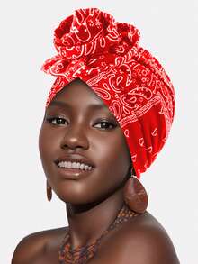 1 pieza Sombrero turbante con estampado de flor de anacardo africana para mujer, gorra para pérdida del cabello por quimioterapia, pañuelo para la cabeza - multicolor - Ver 19