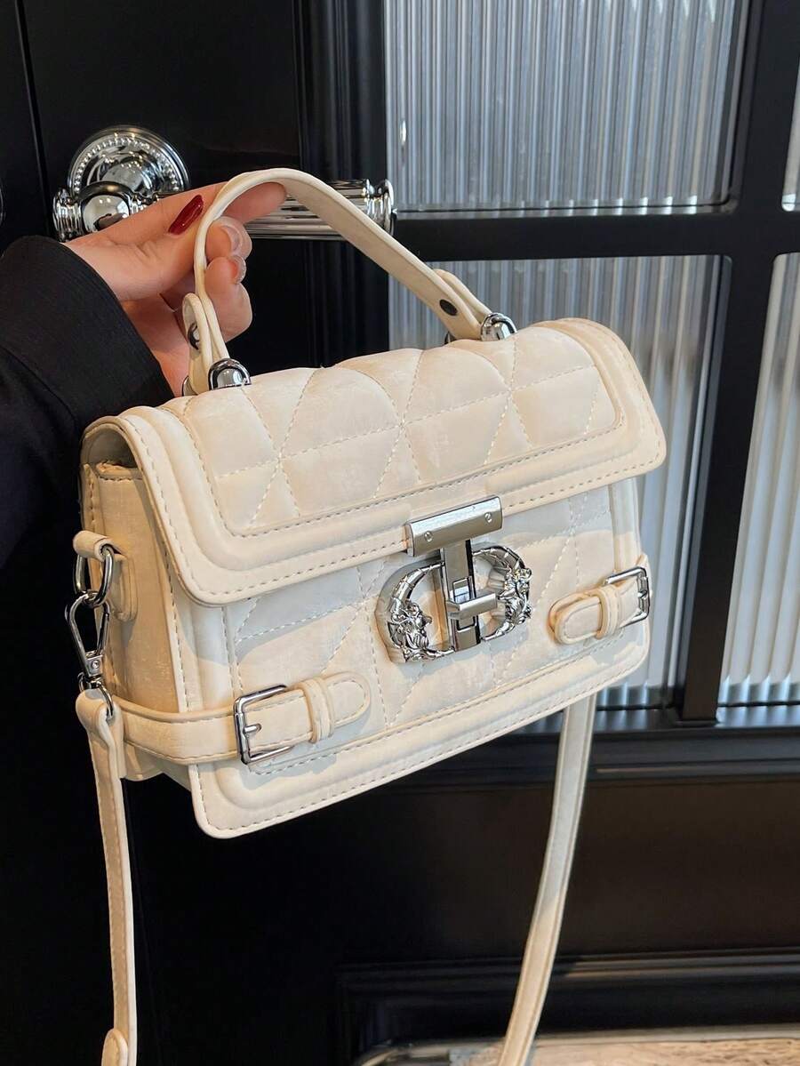 Túi xách nhỏ cao cấp dành cho nữ, mẫu thời trang mới 2026, túi đeo chéo mùa hè, túi cầm tay nhỏ hình vuông đa năng được các ngôi sao mạng ưa chuộng. - trắng - Xem 1