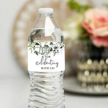 10 pièces/20 pièces Étiquettes de bouteilles d'eau de mariage heureux Merci d'avoir célébré avec nous. Housses de bouteilles d'eau à motif fleur d'eucalyptus. Décoration de fête d'anniversaire - Multicolore - Voir 3
