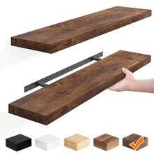 Tomnk 2pcs Floating Shelves For Wall, 22in,  Wall-Mounted, MDF Wood Room Decor, Rustic Wood Shelves For Bathroom, Living Room, Bedroom And Kitchen, Wall Shelves For Storage,Books,Room Decor - 彩色 - 查看 17