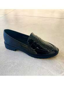 Fashion Versatile Casual Minimalist Solid Color Loafers - Black - View 2