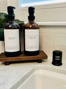 1pc Wooden Bathroom Countertop Tray, Striped Pattern Soap Holder, Candlestick Home Decor Display Tray, Serving Snacks, Drinks, Sushi, Steak, Desserts, Cakes, Breads, Breakfast, Tea - Solid Wood Bathroom Tray, Kitchen Display Tray,Christmas - 1Pcs - View 5