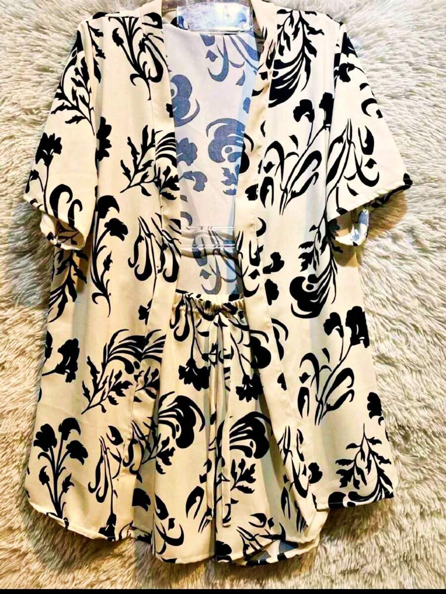 Shirt+Shorts - 黑與白 - 查看 1