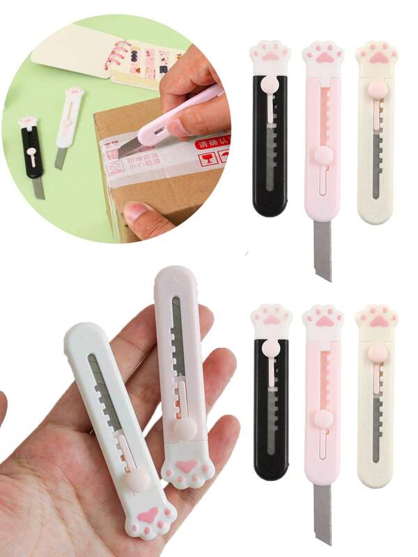 1/3/6 Stücke Mini Katzenpfoten Mehrzweckmesser, tragbarer Cutter, Brieföffner, Papier-/Tapetenschneider, Bastelmesser