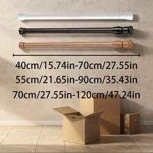 FEPK 1 pieza/2 piezas Barra de tensión retráctil, resorte fuerte, fácil instalación, disponible en negro, blanco y grano de madera, adecuado para barras de cortina, tendederos, soportes de armario, soportes de gabinete de zapatos, toalleros, artículo esencial para el hogar y el baño, decoración del baño - Multicolor - Ver 4