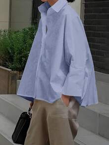 Women's Old Money Aesthetic Long Sleeve Business Interview Commuting Leisure Relaxation Simple Temperament Elegant Shirt,Suitable For Daily Wear,Homewear,Streetwear Winter Clothes For Women