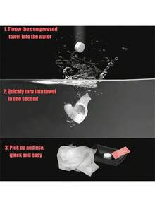 100 条装一次性压缩毛巾，便携式一次性吸水毛巾，适用于户外旅行露营 - 無花紋 - 查看 2