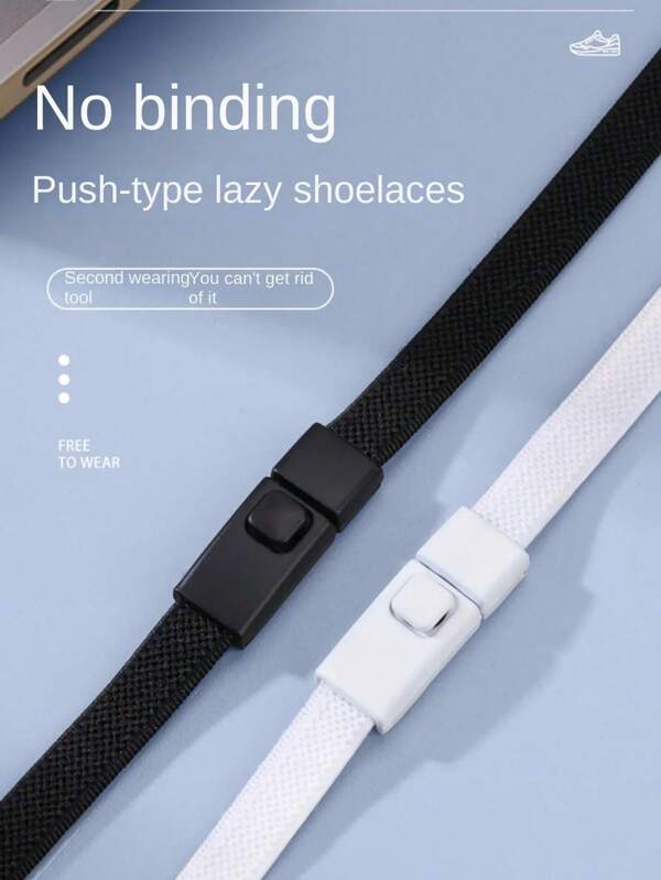 1 Pair 8mm No-Tie Elastic Shoelaces With Locking Clips, Flat Slip-On Shoe Laces For Adults, Athletic Shoes