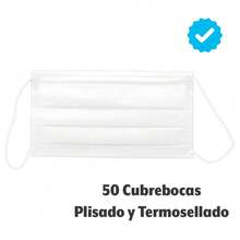 Cubrebocas Plisados Termosellados no esteriles de 50 piezas, Cubrebocas Desechables para Médico, Spa, Hogar, Cuidado de Alimentos, Protección personal e higiene, Colores azul, negro, rosa o blanco. Bolsa con 50 Cubrebocas Desechables - Blanco - Ver 3