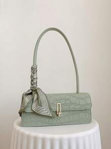 Neuer einfarbiger PU Schal-Beutel mit Reißverschluss-Innenfutter, modischer und vielseitiger französischer Achselbeutel, Damen Baguette-Tasche geeignet für tägliche Ausgänge von Damen, Einkaufspartys, Freundinnen, Weihnachts- und Valentinstaggeschenke