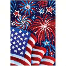 1pc Vibrant Patriotic Garden Flag - Double-Sided, Durable Polyester With American Flag & Fireworks Design, Perfect For Outdoor Yard Decor, 12x18in, No Flagpole Included, Garden Flags For Outside
