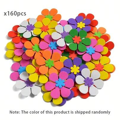 160 pièces autocollants de fleurs en mousse mixtes, autocollants de fleurs hexagonaux, convient pour les projets d'artisanat et d'art DIY, effet mat, décoration en caoutchouc auto-adhésive, etc.