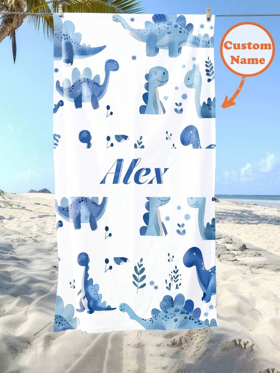 Personalized Kids Beach Towel,Summer Birthday Gift For Kids,Summer Vibes,Girls Beach Trip,Custom Beach Towel,Swimming Pool,Beach Decor - Multicolor - View 1