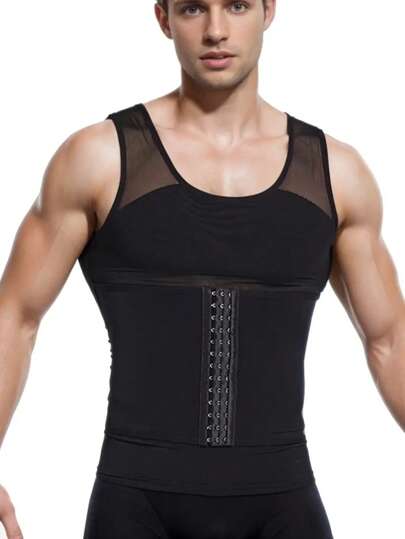Men's Slimming Corset Compression Vest - Tummy Shaper, Sweatproof And Breathable Abdominal Binder Adjustable Belly Corset