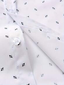 2 pezzi set per ragazzi: camicia a maniche corte con stampa creativa bianca + pantaloncini verdi, set costume per feste, performance, per ragazzi - Bianco - Visualizzare 4