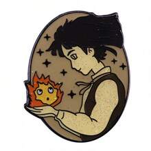 Hal's Moving Castle Sophie Calcifer Flash Badge  Anime Fan Decoration - Silver - View 1