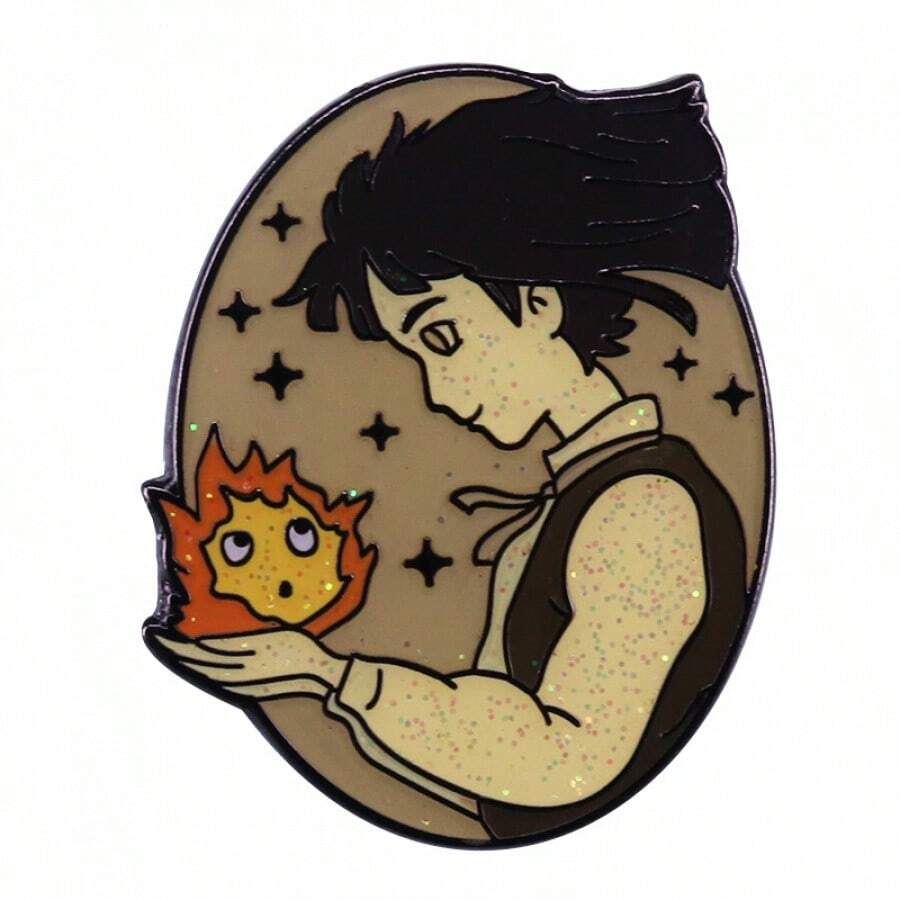 Hal's Moving Castle Sophie Calcifer Flash Badge  Anime Fan Decoration - Silver - View 1