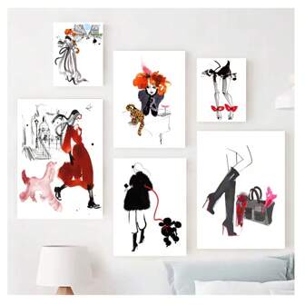 1 pieza Pintura vintage sin marco con grafiti de modelo de moda parisina, posters de arte moderno minimalista para decoración de pared en sala de estar, dormitorio, habitación de estudio, cafetería, hogar, salón