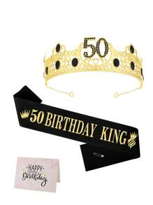 40th 50th 60th Birthday Gifts For Men, 50th Birthday Decorations For Men, Party Decor Supplies Including King Crown & Sash