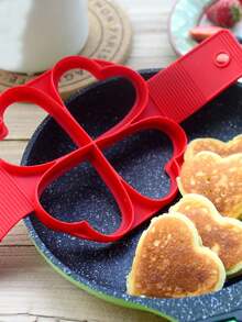 1PC Pancake Molds Silicone Baking Mould Egg Maker Pancake Egg Ring Nonstick Silicone Round Egg Rings (Red 7/4 Holes) - Multicolor - View 7