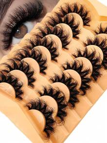 HBZGTLAD NEW 2 Box 14 Pairs Pairs Cat Eye Lashes Fluffy Faux Mink Lashes 8D Wispy Lashes Pack Dramatic Long Thick Volume Eyelashes False Eyelas - 6D-H36 - Xem 2