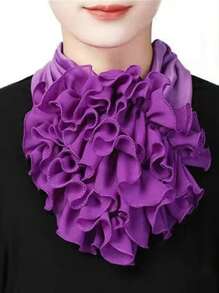 1 pieza Snood de mujer de gasa arrugada, cuello falso, bufanda con protección para el cuello, de seda versátil y elegante, adecuada para el uso diario y actividades al aire libre, Día de San Valentín