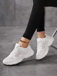 Women's White Light Breathable Mesh Running Shoes, Outdoor Sports Casual Shoes, New Arrivals - 0320-1 White - View 4
