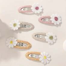 6 件波西米亚雏菊布艺发夹套装 - 混合颜色，百搭配饰，波西米亚风格，适合女孩 - 多色6pcs - 查看 3