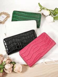 Fashion Black Purse Women's Long Wallet With Multi Functional Card Holder For Credit Cards Cash And Coins Featuring Zipper Pocket Travel Essentials And Travel Bag For Women Ideal Gift For Mother Wife Girlfriend Teacher Or Anniversary Stylish Stone Pattern For Office Commute Travel Or Daily Use Premium Leather Wallet For Women Bags And Purse Accessories